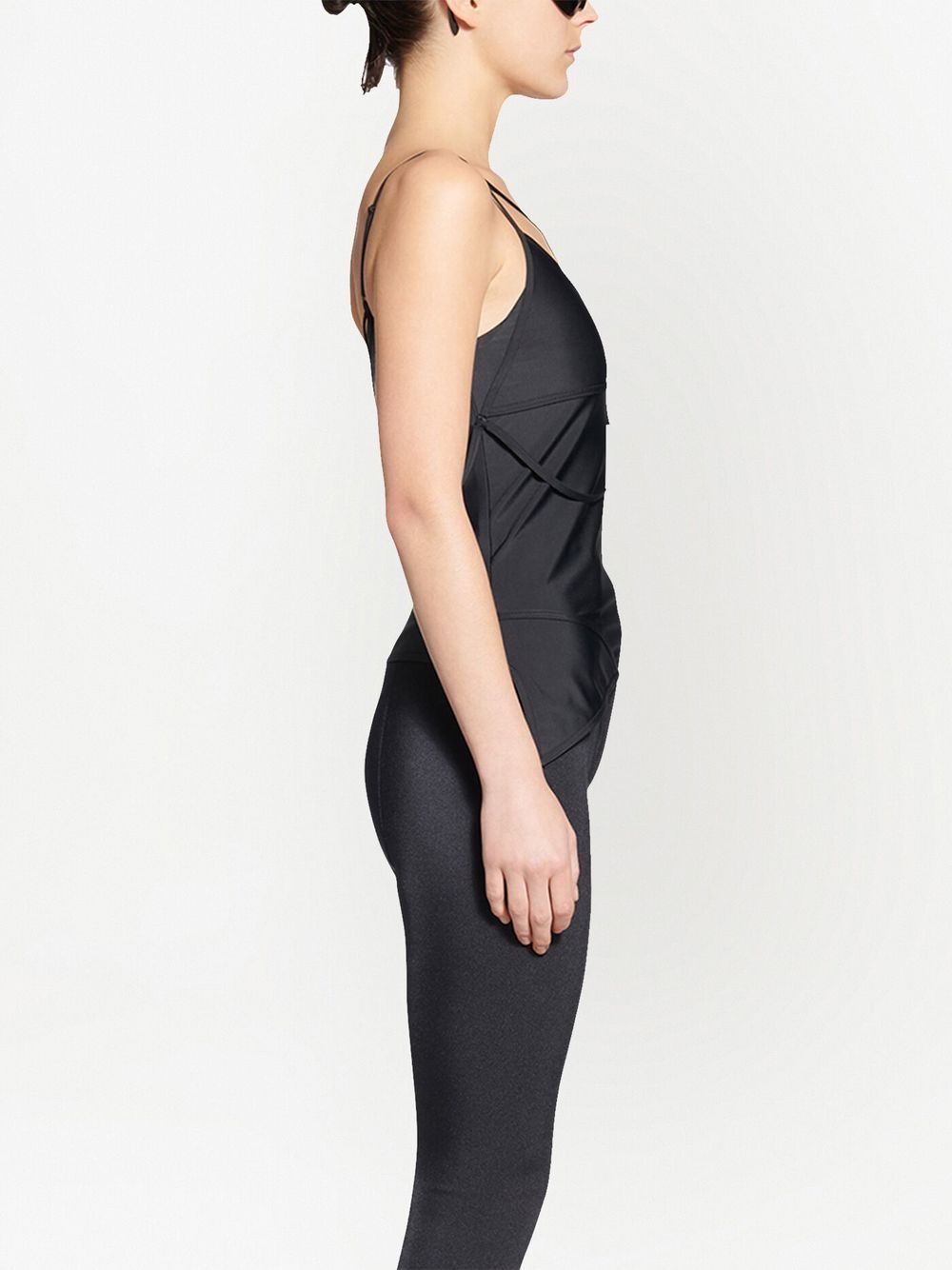 Shop Balenciaga Asymmetric Strap-detail Tank Top In Black