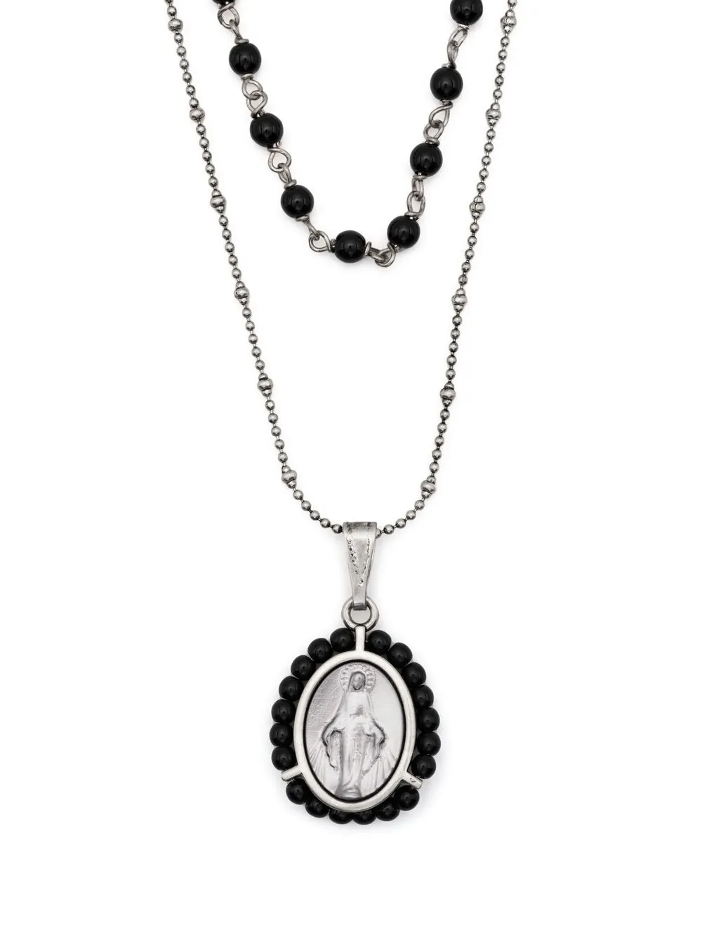 

Dsquared2 beaded double-chain pendant necklace - Silver