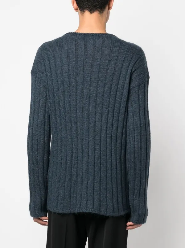 Giorgio Armani Suéter De Tricô Canelado | Azul | FARFETCH BR