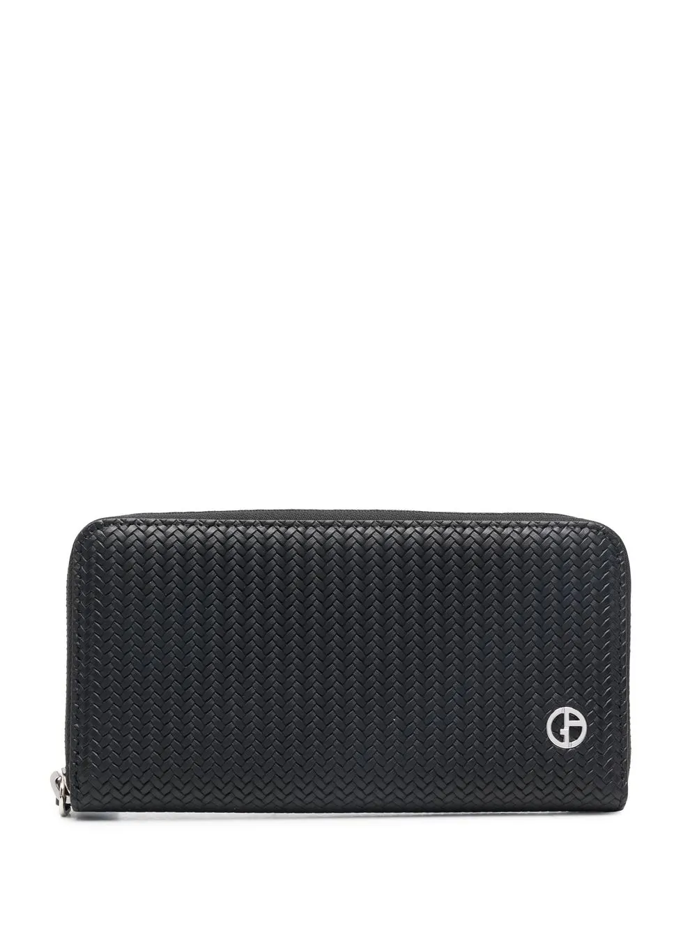 

Giorgio Armani woven-effect leather wallet - Black