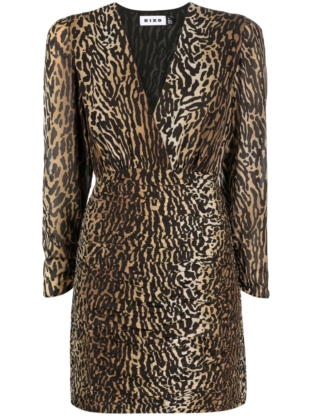 

Rixo leopard-print V-neck dress - Brown