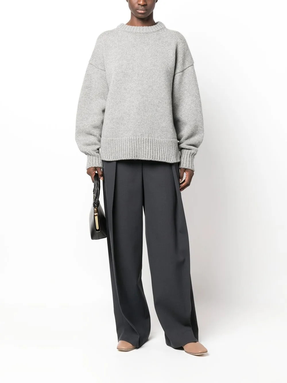 The Row Round-neck Long-sleeve Jumper In Gray