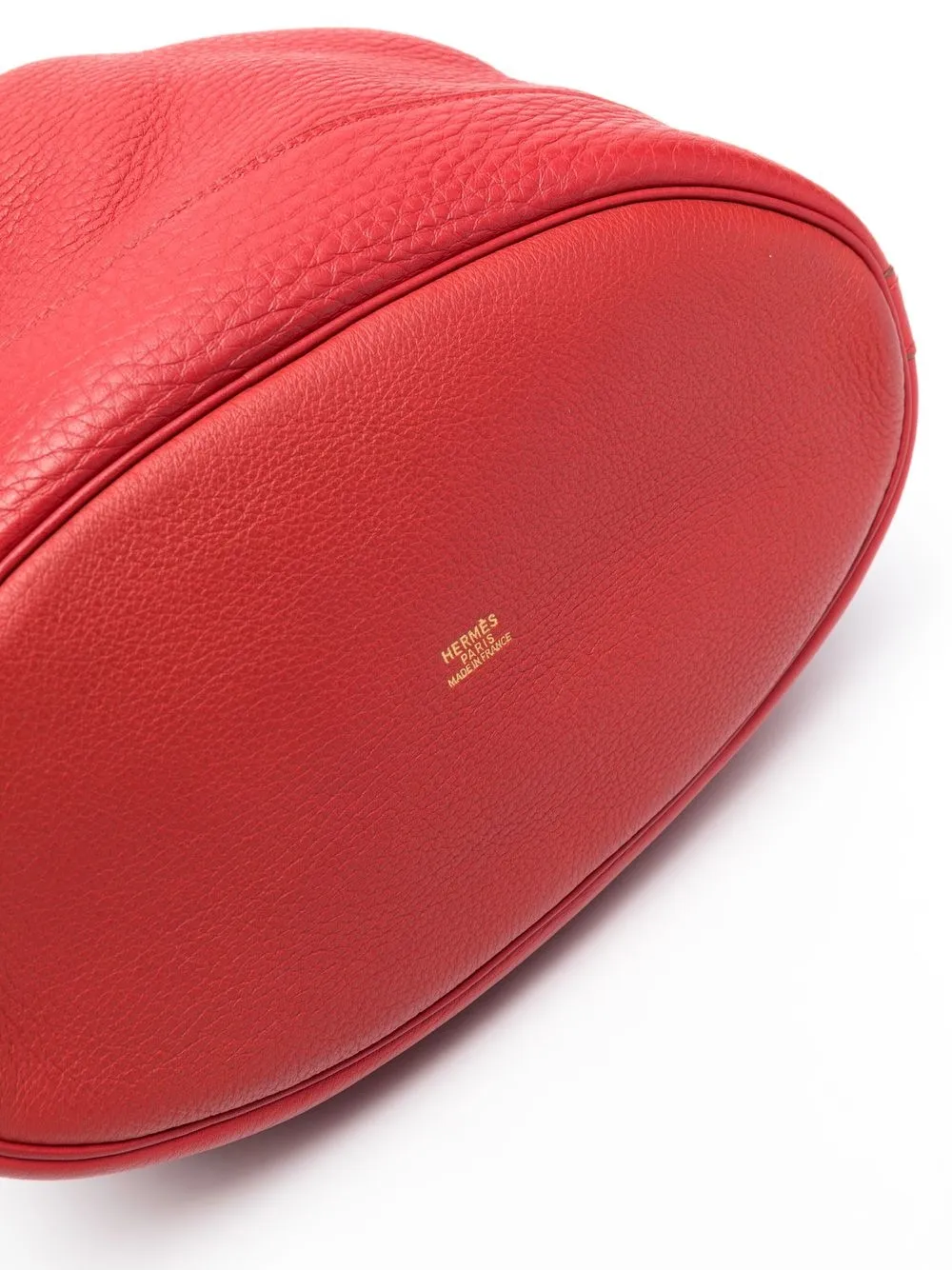 Hermes Leather Market Bucket Bag Red