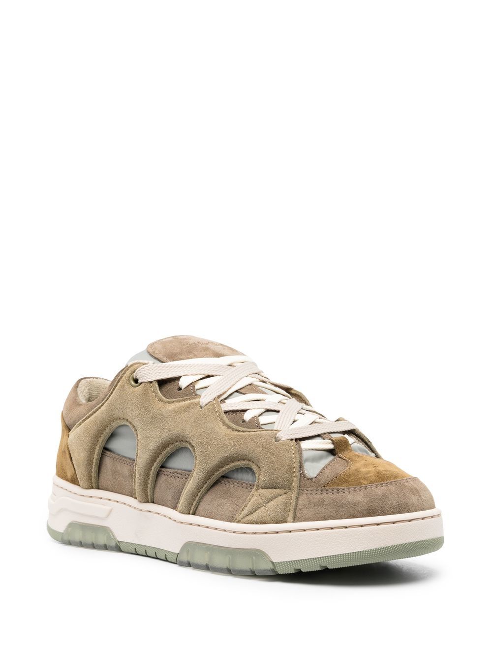 Shop Paura Panelled Lace-up Sneakers In Green
