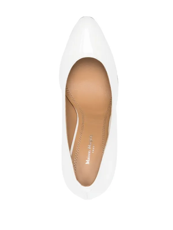Maison Margiela Office 100mm Leather Pumps | White | FARFETCH