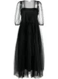RED Valentino short-sleeved tulle midi dress - Black