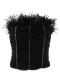 Patrizia Pepe crystal-embellished feather-detail top - Black