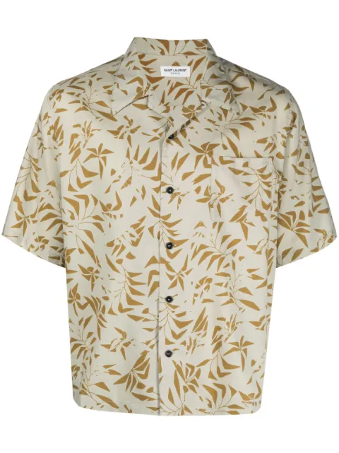 Saint Laurent palm tree-print camp-collar shirt