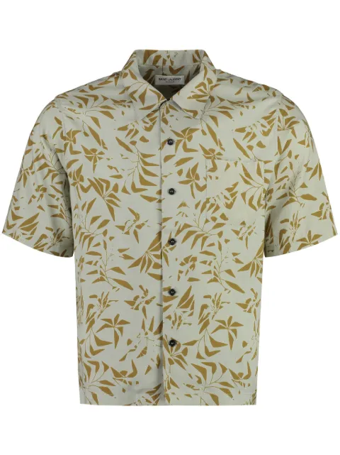 Saint Laurent palm tree-print camp-collar shirt