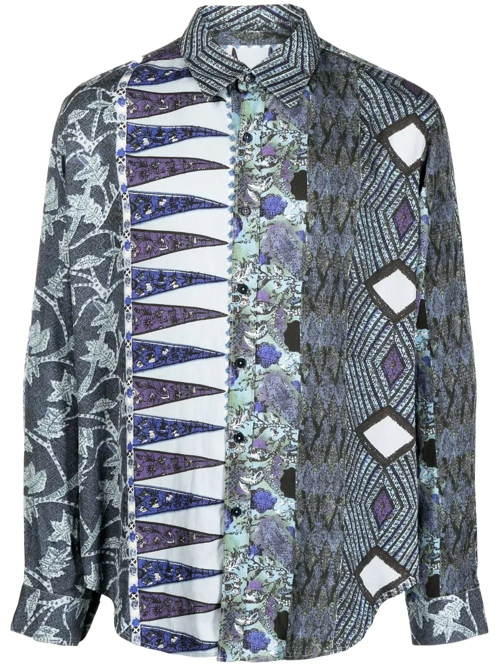 

Martine Rose mix-print long-sleeve shirt - Blue
