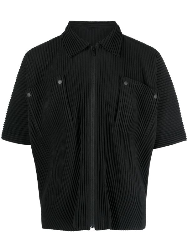 Homme Plissé Issey Miyake Pleated short-sleeves zip-up Shirt