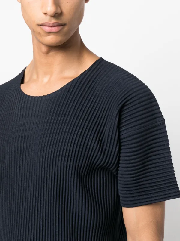 Homme Plissé Issey Miyake ribbed-effect T-shirt | Blue