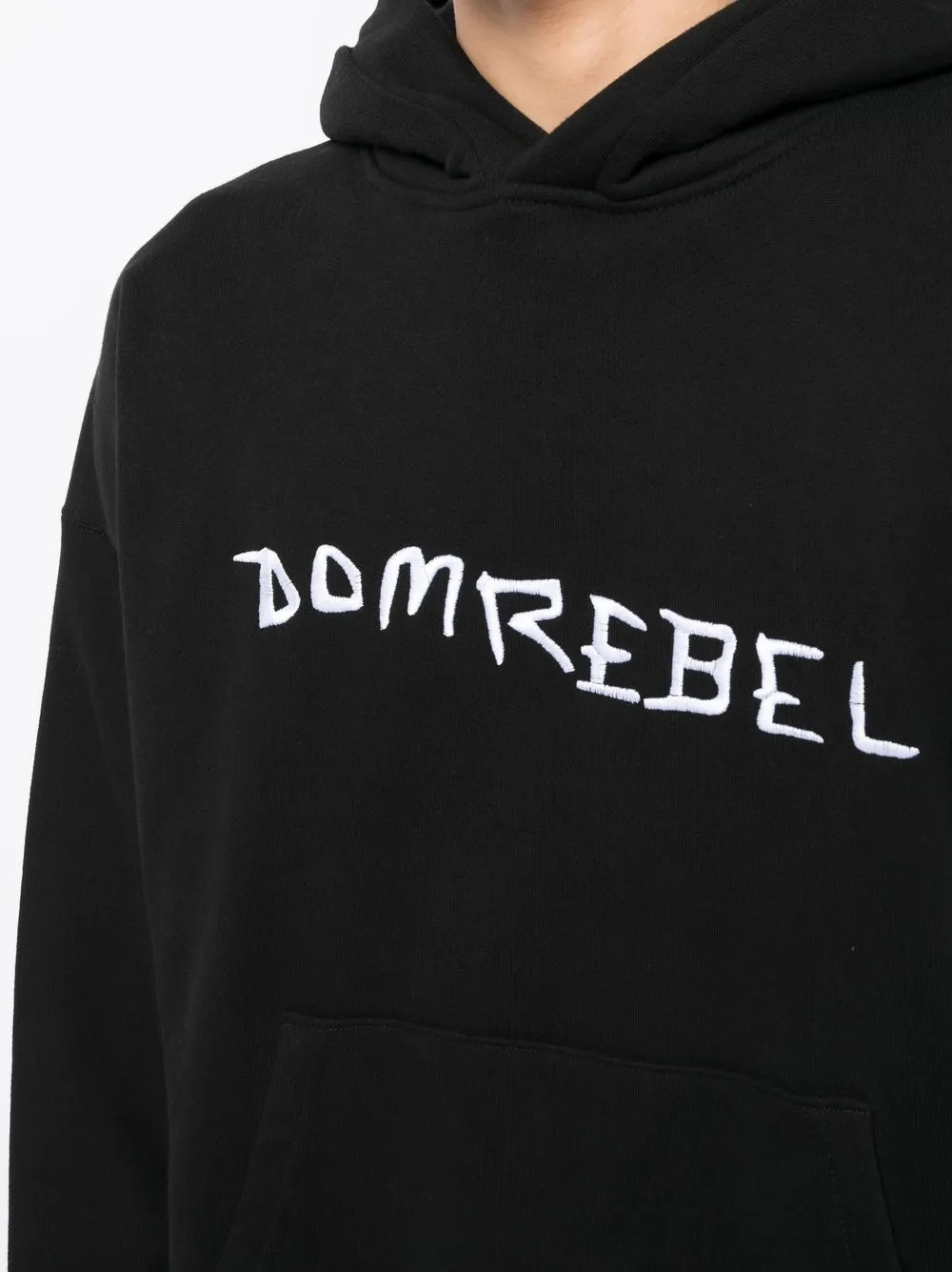 Domrebel Caveman Embroidered-logo Hoodie In Black