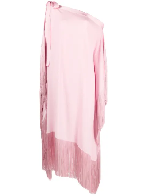Taller Marmo Aarons one-shoulder fringed gown