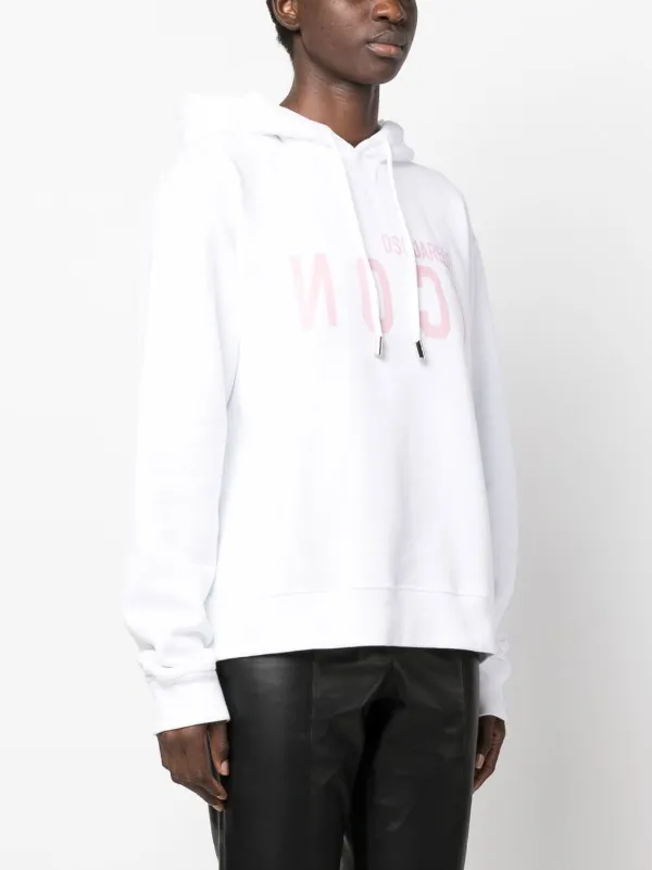美品 ディースクエアード DSQUARED2 パーカー ICON L 白 DSQUARED2（ディースクエアード） DSQ2 ICONロゴスウェットパーカー