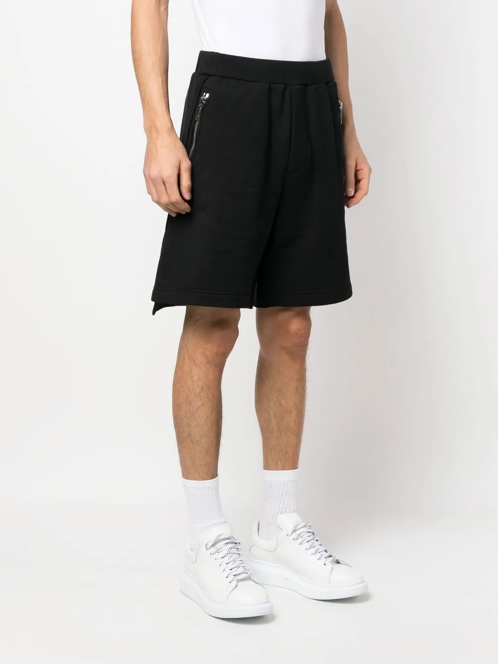 Shop Dsquared2 Logo-print Bermuda Track Shorts In 黑色