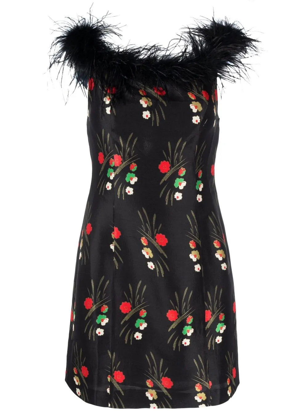 

Rixo Lena feather-trim minidress - Black