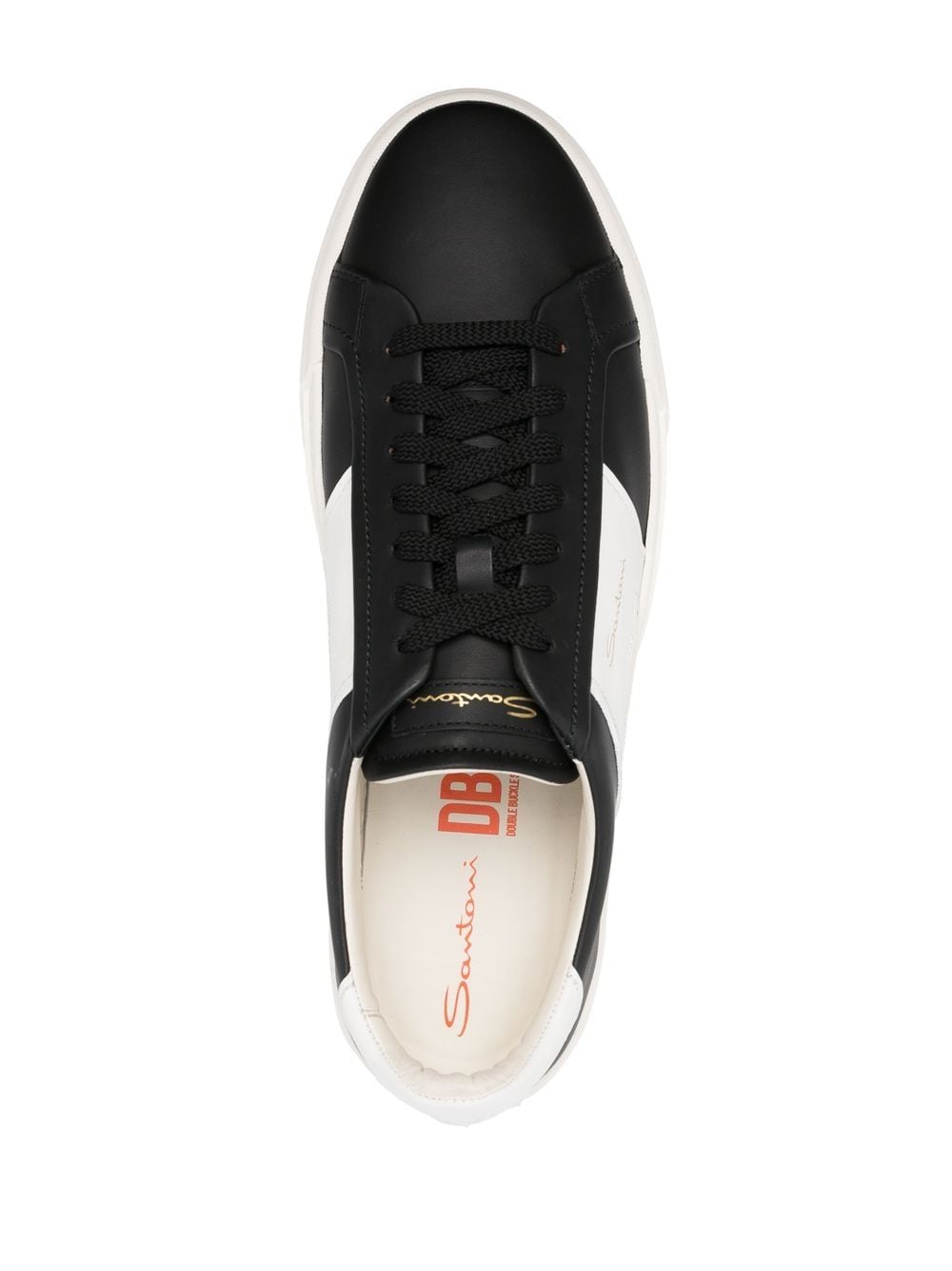 Shop Santoni Contrasting-panel Leather Sneakers In Black