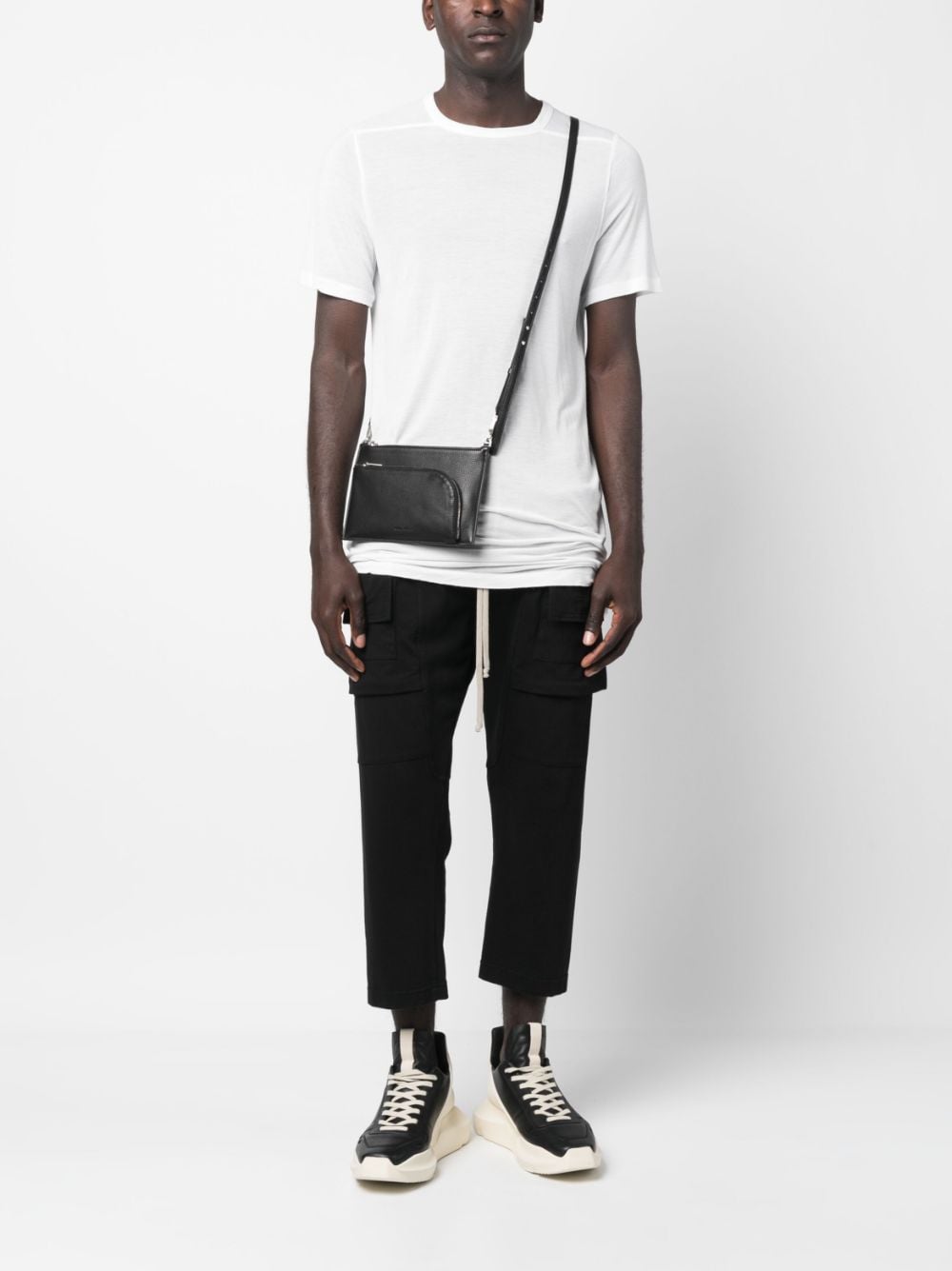 Rick Owens embossed-logo leather clutch bag - Zwart