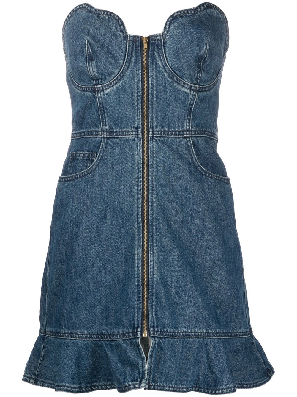 Self-Portrait Sweetheart Denim Minidress - Farfetch