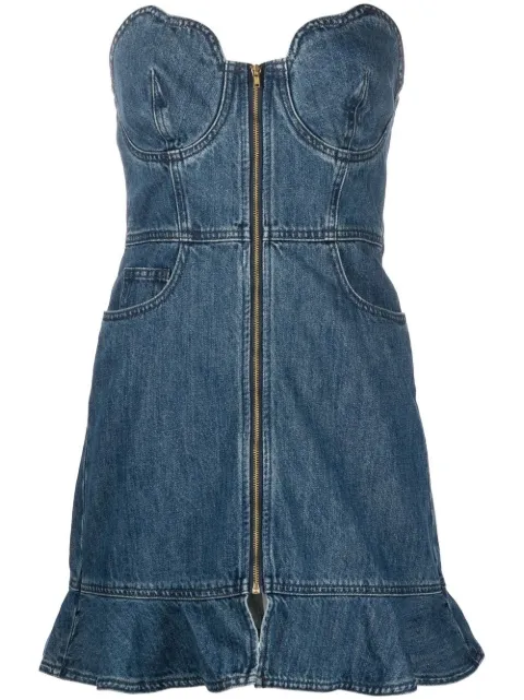 Self-Portrait sweetheart denim minidress