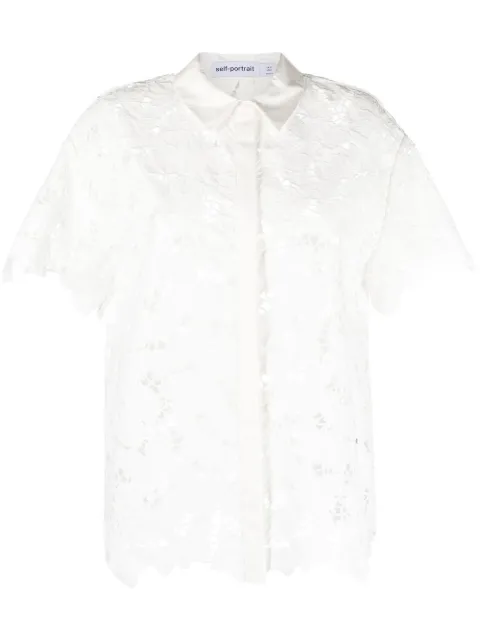 Self-Portrait short-sleeve lace top