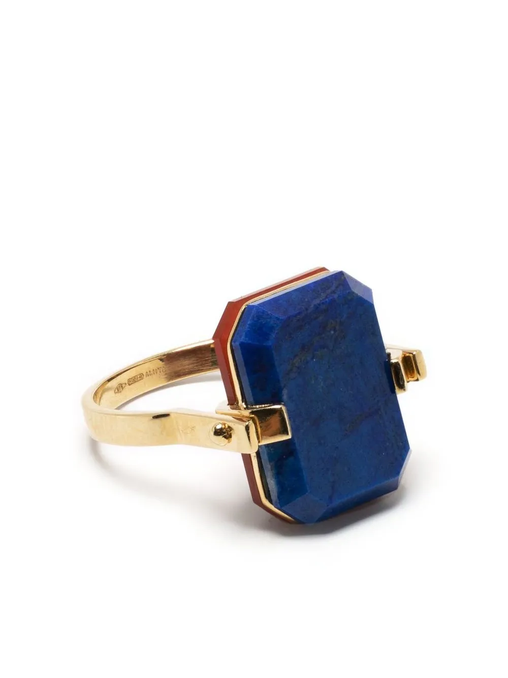 

Aliita 9kt yellow gold Deco Sandwich lapis lazuli and carnelian ring