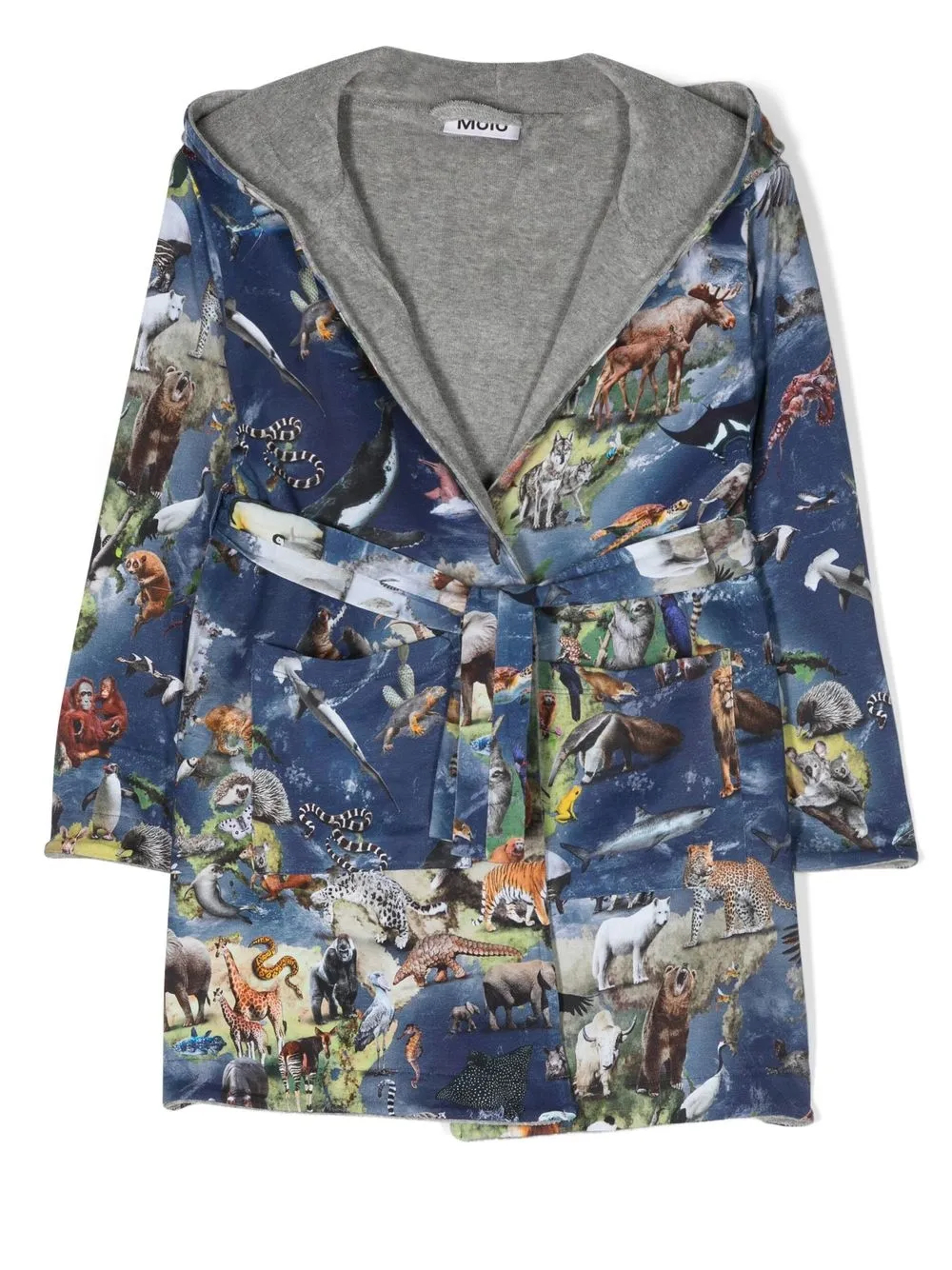 Molo Kids' Graphic-print Belted Robe In 蓝色