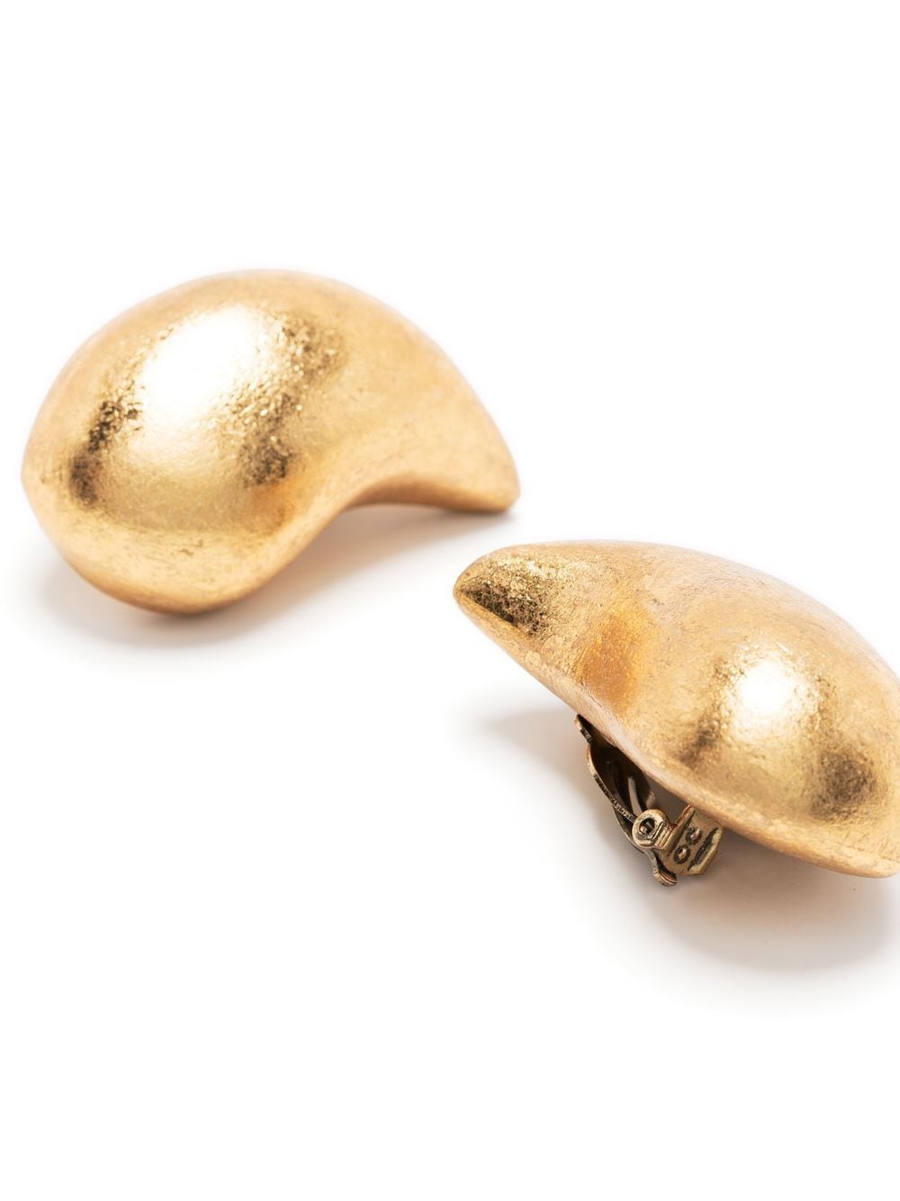 Shop Monies Sculptural Metallic Wood Earrings In Gold