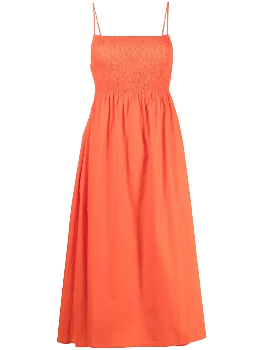 faithfull the brand smocked-panel midi-dress - orange