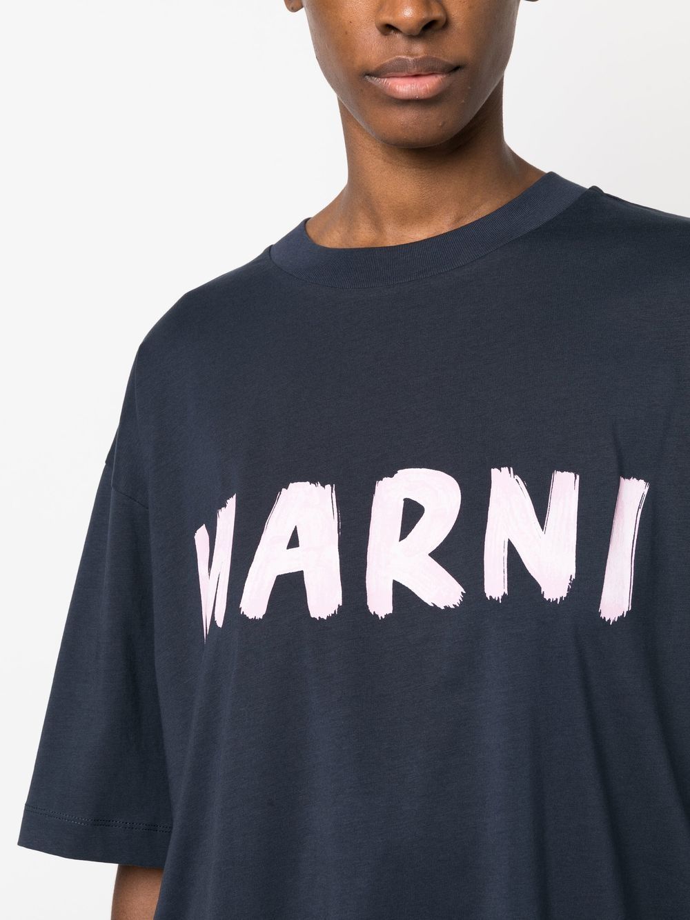 Shop Marni Logo-print Short-sleeved T-shirt In Blue