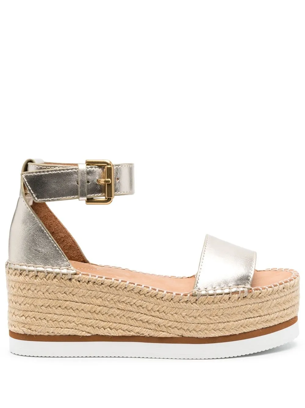 

See by Chloé platform raffia-sole sandals - Gold