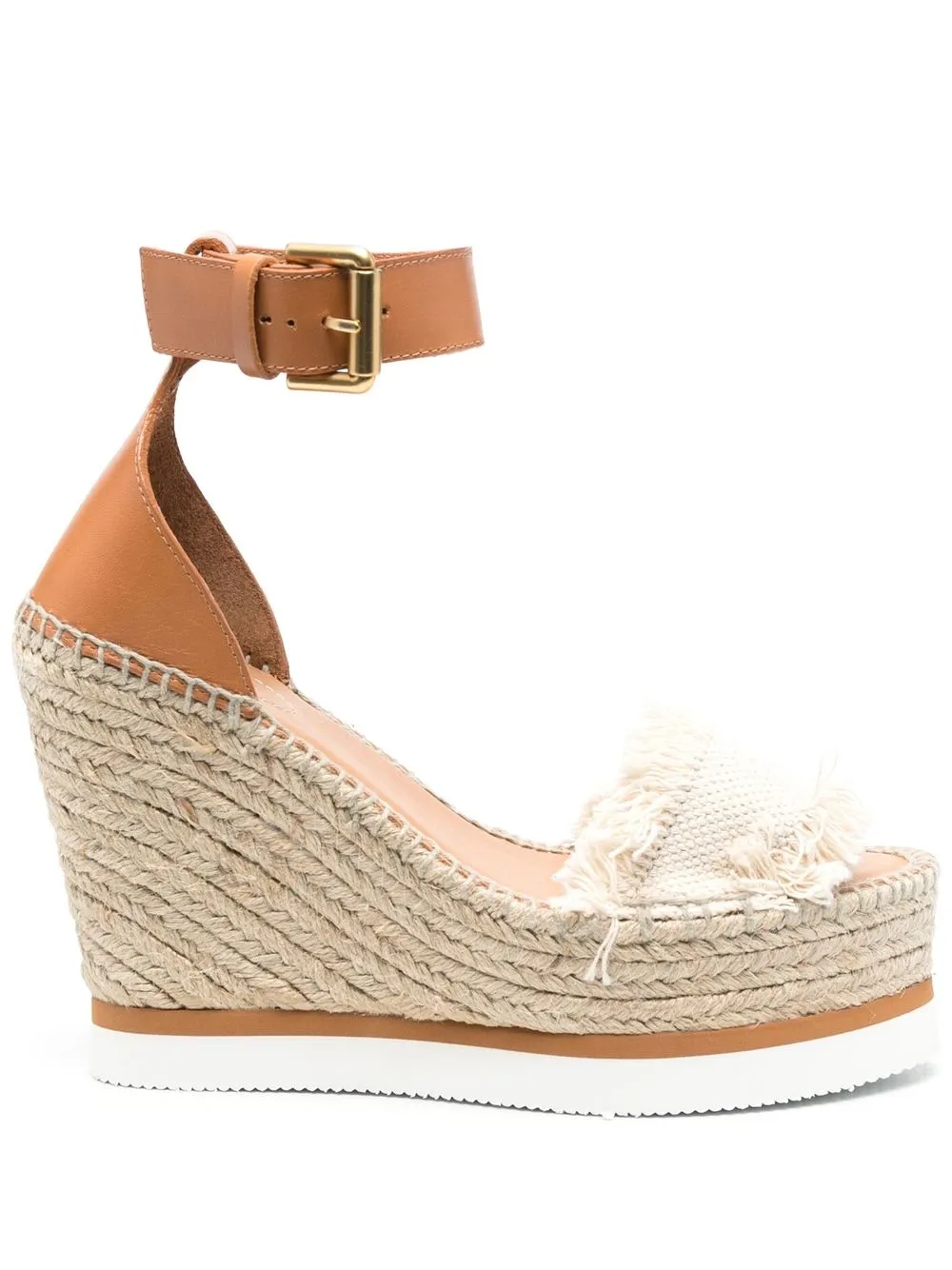 

See by Chloé fringe-edge detail wedge sandals - Neutrals