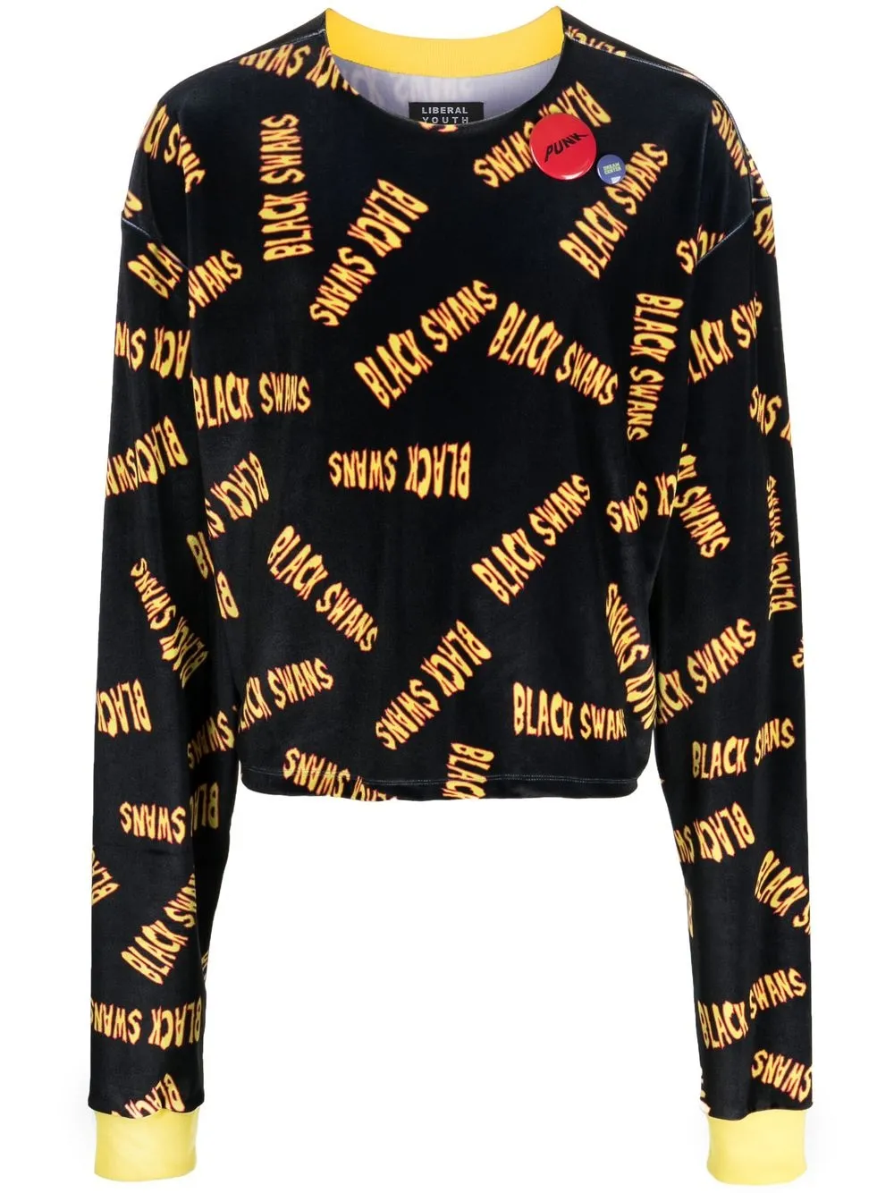 

Liberal Youth Ministry slogan-print crew neck velour sweatshirt - Black