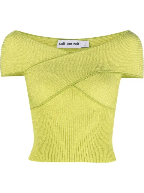 Self-Portrait knitted off-shoulder top