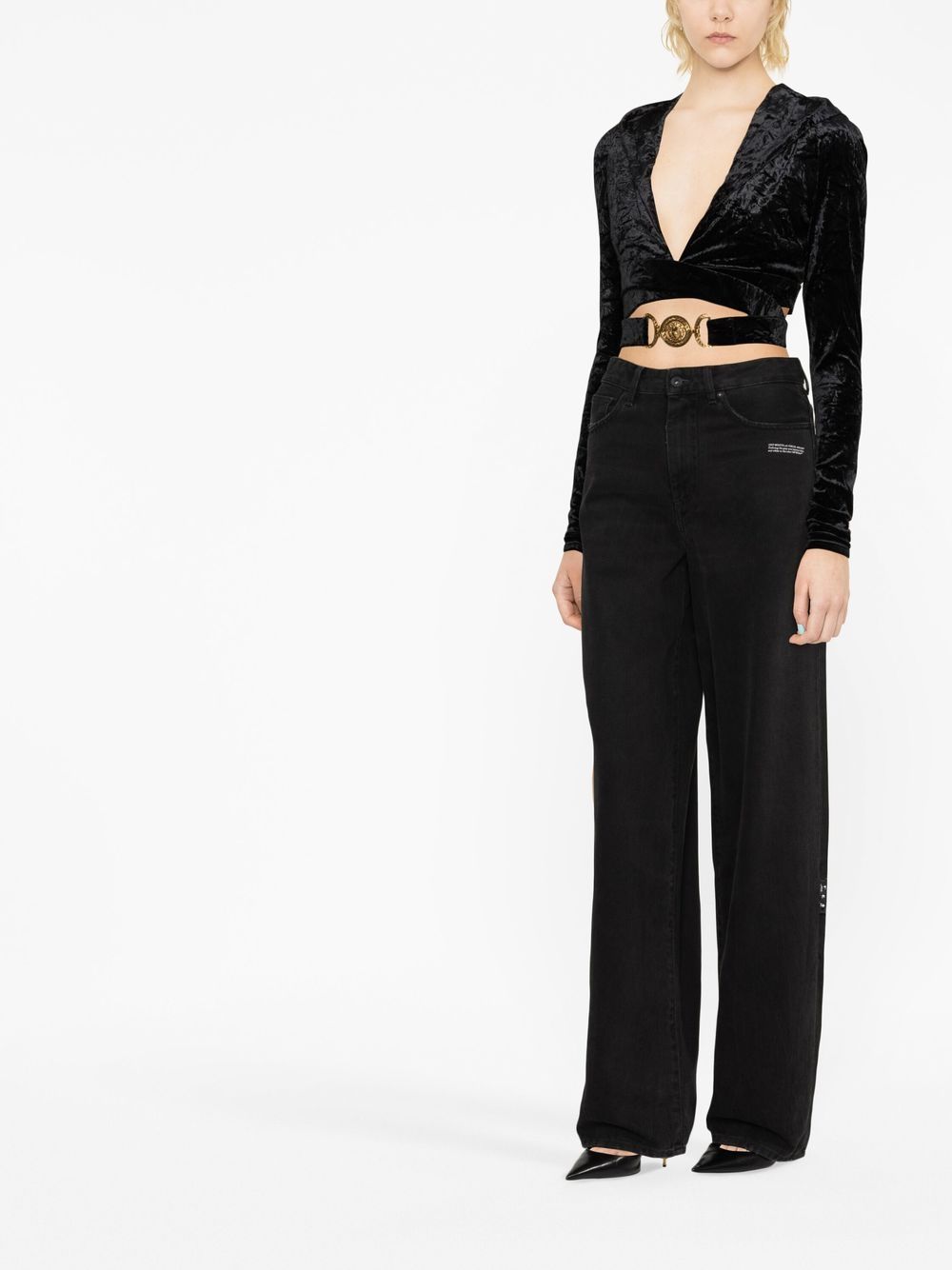 Versace Crossover velvet-finish Top - Farfetch