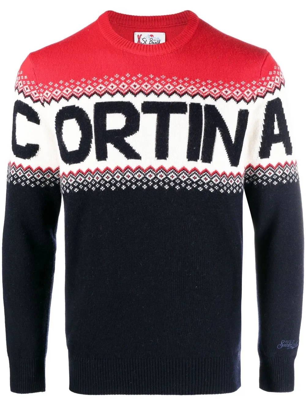

MC2 Saint Barth intarsia-knit panelled jumper - Blue