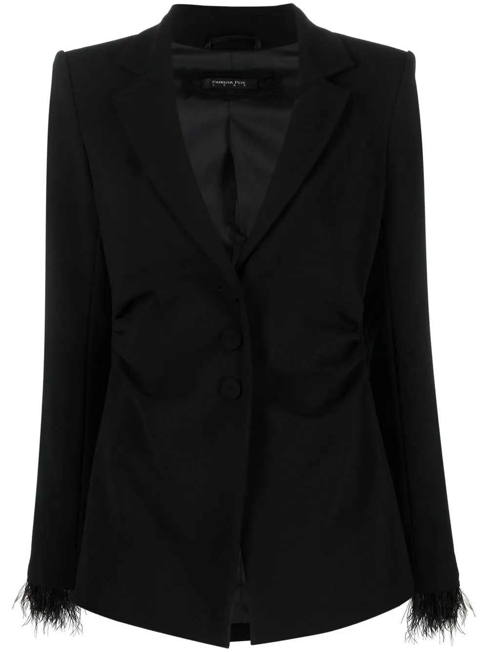 

Patrizia Pepe feather-cuff single-breasted blazer - Black