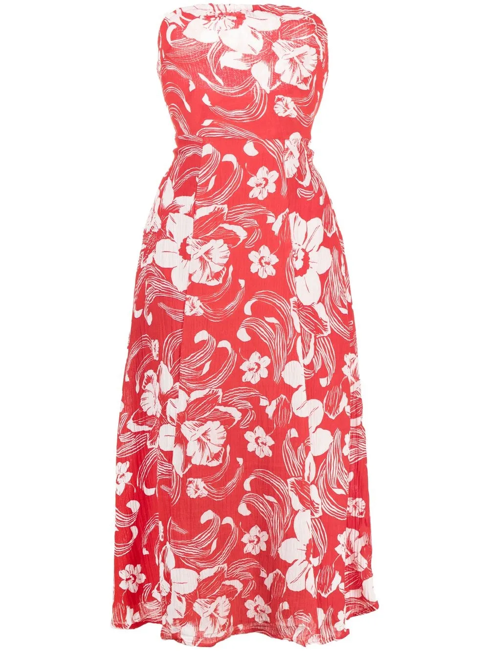 

Faithfull the Brand Camara floral-print strapless dress - Red