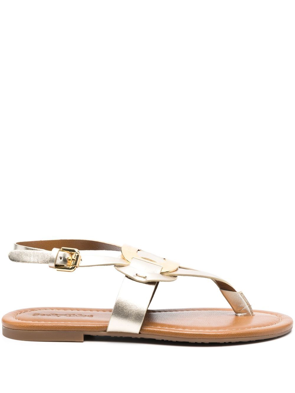 

See by Chloé engraved-logo detail thong sandals - Gold