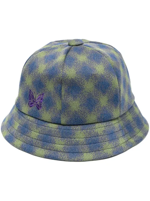 Needles check-pattern bucket hat