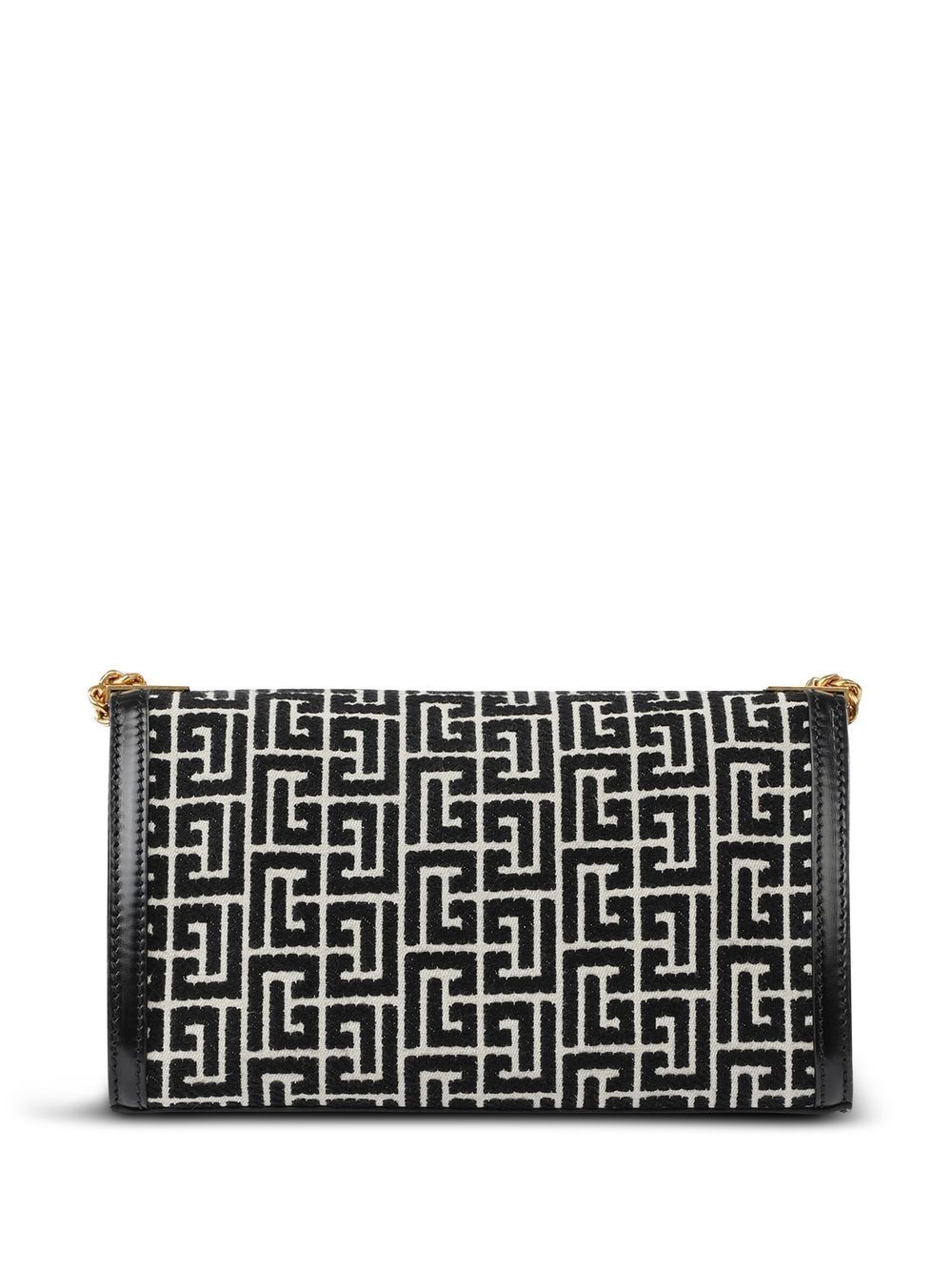 Shop Balmain Bifold Monogram Shoulder Bag In Black