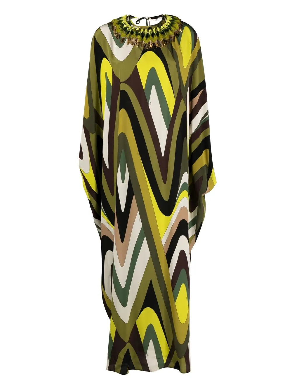 

PUCCI Moire-print silk-twill kaftan dress - Green