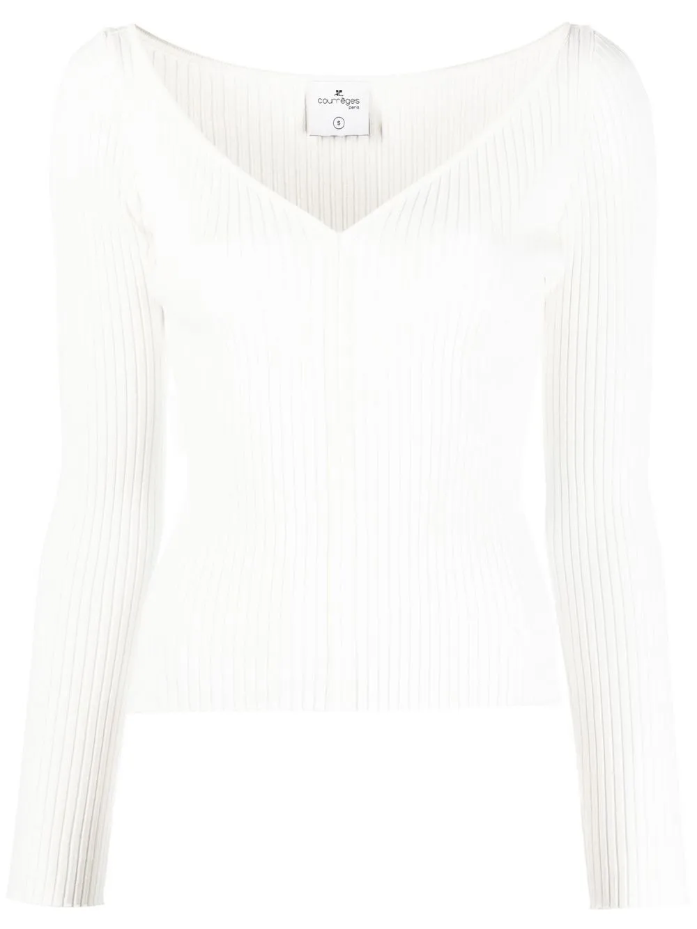 

Courrèges V-neck ribbed-knit top - White
