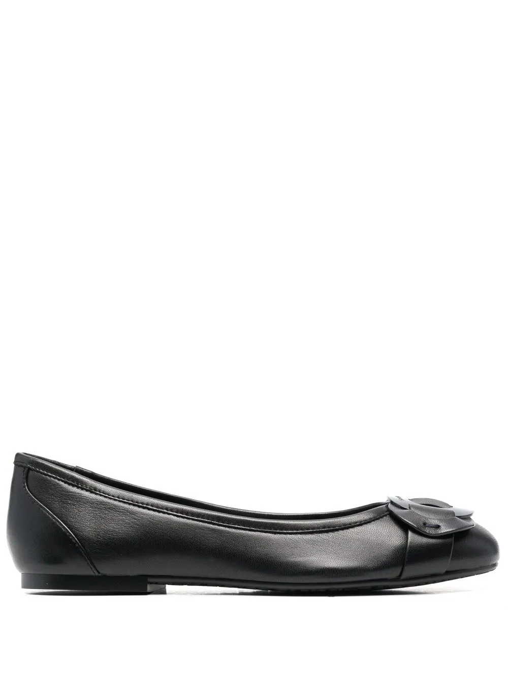 

See by Chloé engraved-logo detail ballerina shoes - Black