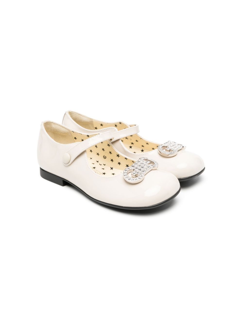 Gucci Kids logo-plaque embellished ballerina shoes - White