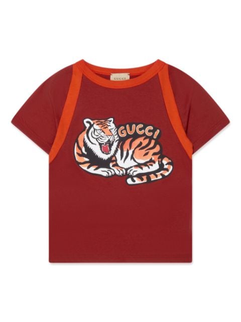 Gucci Kids playera con estampado de tigre