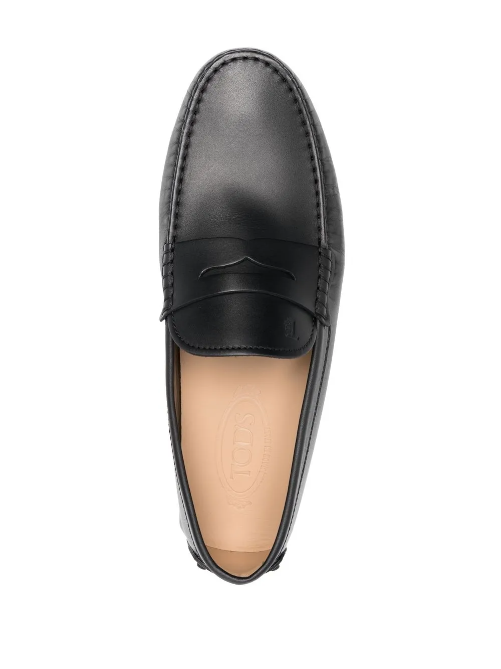 Shop Tod's Almond-toe Leather Loafers In Black