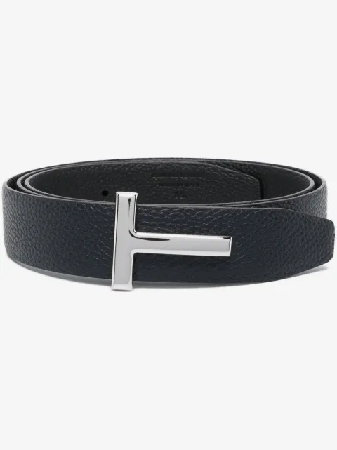 TOM FORD logo-plaque leather belt