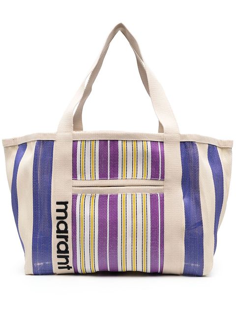 ISABEL MARANT stripe pattern canvas tote bag